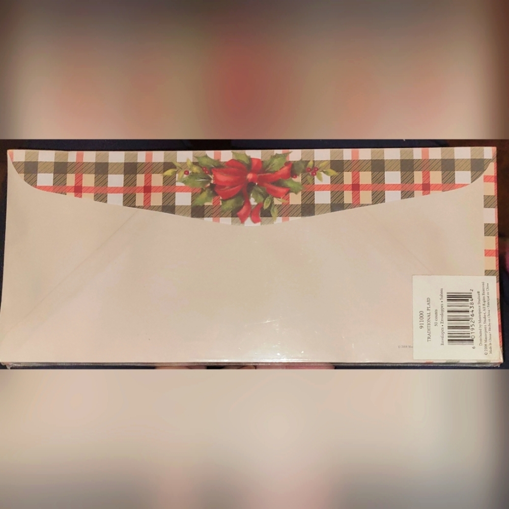 Masterpiece Studios 50 Count Traditional Plaid Holiday Envelopes-New in Package